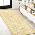 Jonathan Y Smb100E-210 Tela Bohemian Textured Weave Floral Indoor Outdoor Area Rug, Coastal Traditional Transitional Easy Cleaning,Bedroom,Kitchen,Backyard,Patio,Non Shedding 2 X 10, Yellow/Cream