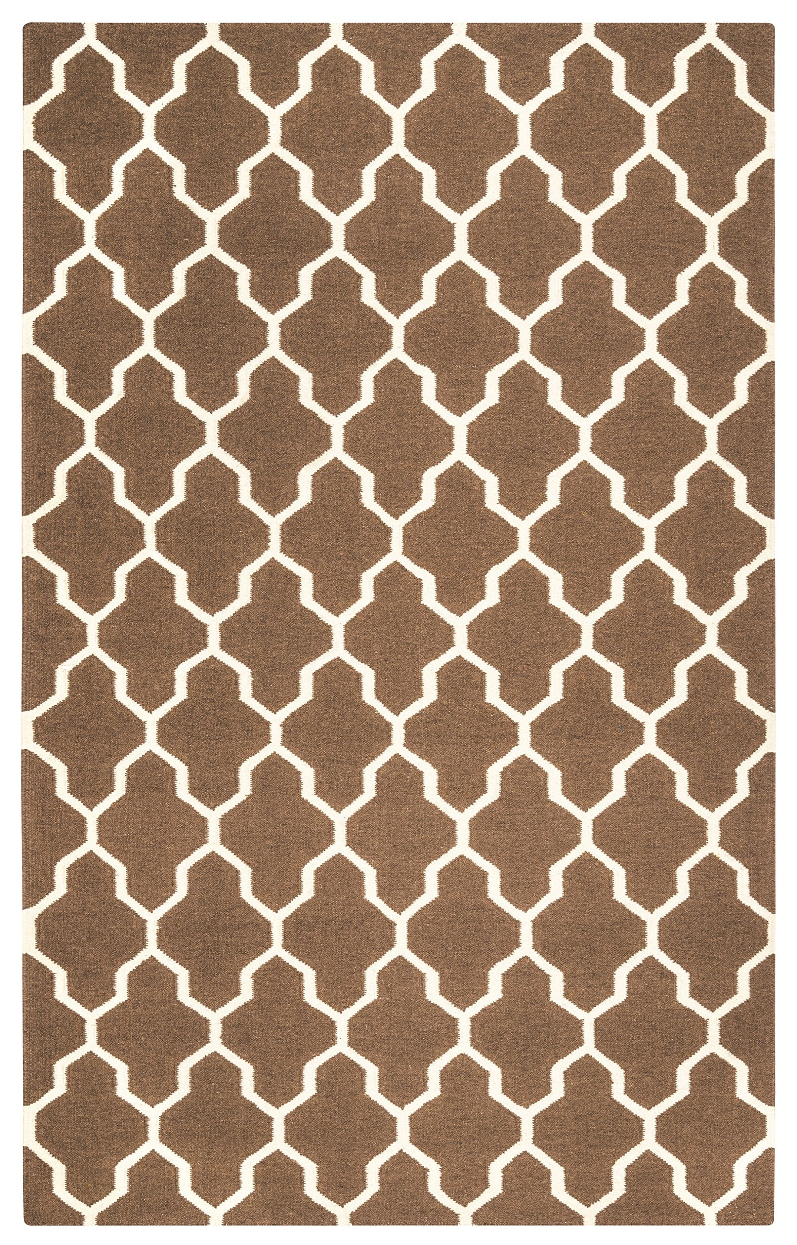 Rizzy Home | Sg2099 | Swing Collection | Wool Area Rug | 8' X 10' | Brown/Off White Trellis