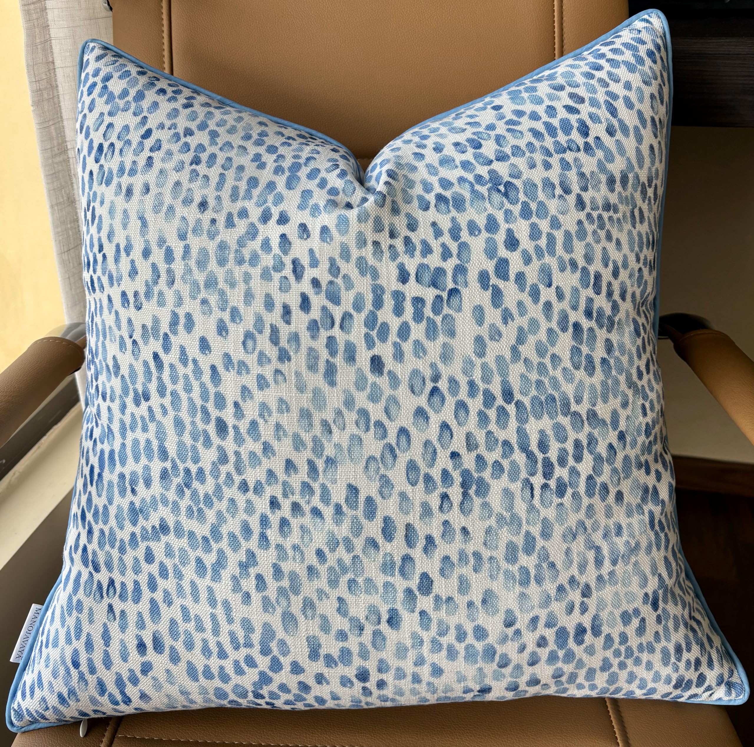 Manojavaya Printed Rain Drops Decorative Square Accent Throw Pillow Cover - Home Decor For Couch, Sofa, Chair - 20X20 Inches, Bl