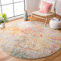 SAFAVIEH Madison Collection Area Rug - 67 Round, Grey & Turquoise, Modern Abstract Design, Non-Shedding & Easy Care, Ideal for 