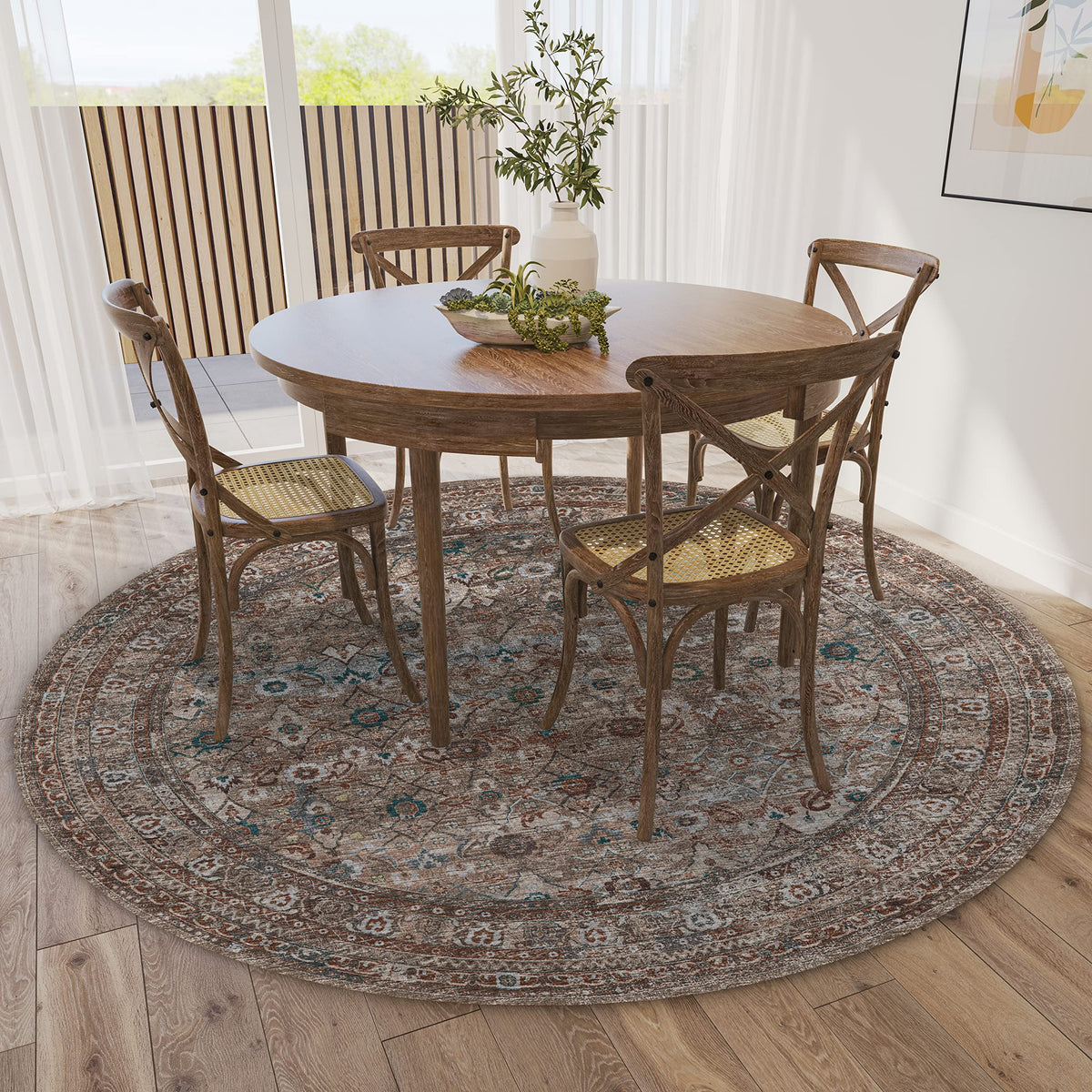 Dalyn Rugs Jericho Jc7 Latte 4' X 4' Rectangle Soft Round Rug, Easy Clean, Non Shedding, Bedroom, Entry, Living Room, Dining Room, Kitchen Rug