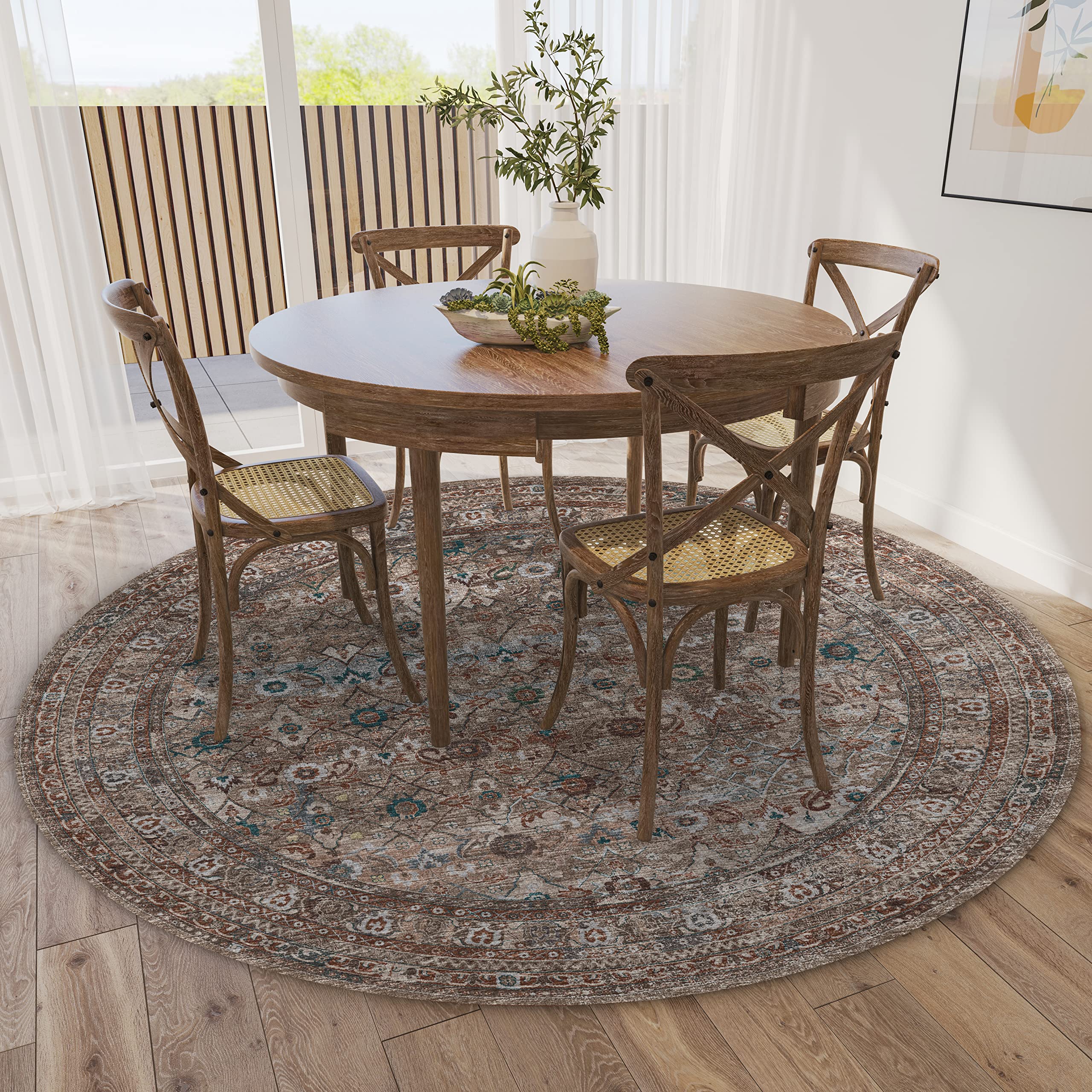 Dalyn Rugs Jericho Jc7 Latte 6' X 6' Rectangle Soft Round Rug, Easy Clean, Non Shedding, Bedroom, Entry, Living Room, Dining Room, Kitchen Rug