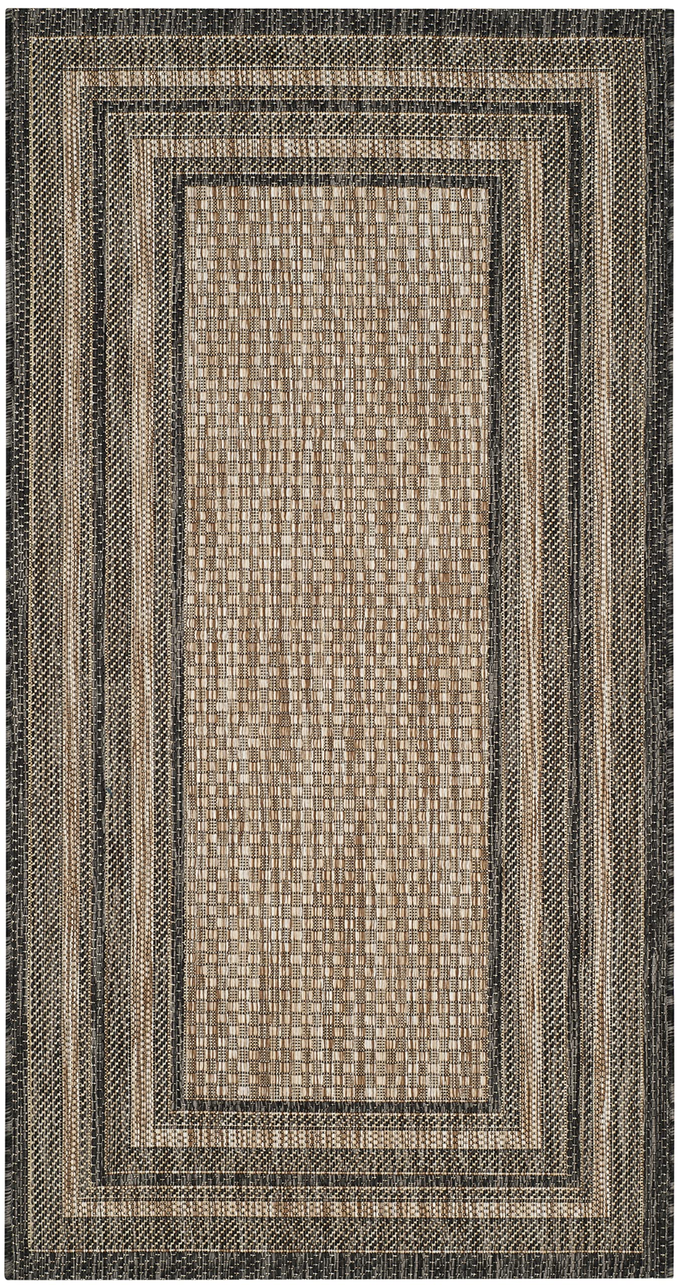 Safavieh Courtyard Collection Accent Rug - 2'3' X 4', Natural & Black, Non-Shedding & Easy Care, Indoor/Outdoor & Washable-Ideal For Patio, Backyard, Mudroom (Cy8475-37312)