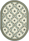 SAFAVIEH Chelsea Collection Area Rug - 46 x 66 Oval, Ivory & Light Blue, Hand-Hooked French Country Wool, Ideal for High Traff
