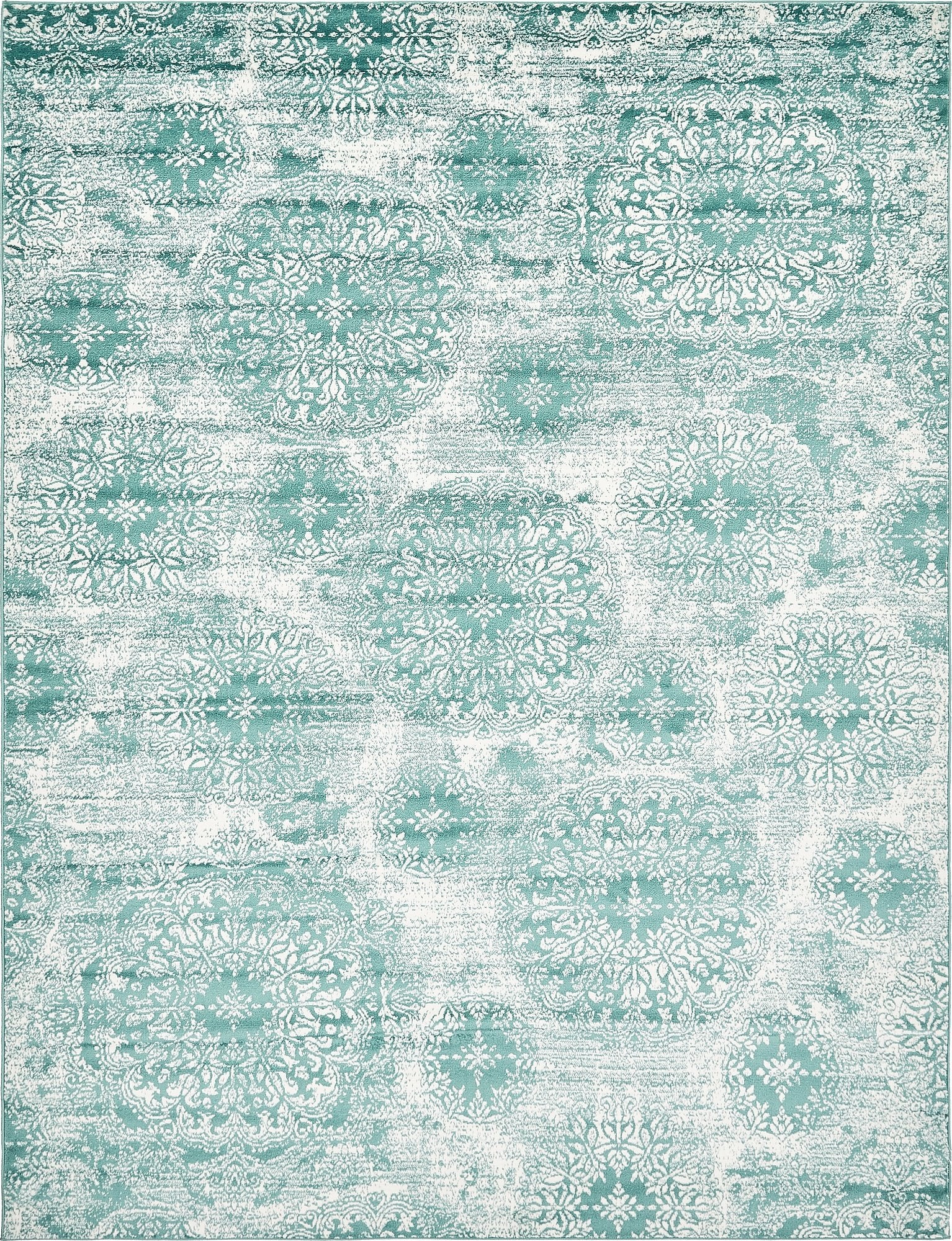 Unique Loom Sofia Collection Area Rug - Grand (9 x 12 Rectangle, Turquoise/ Ivory)