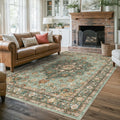 TOPRUUG Washable Oriental Area Rug - 6x9 Rugs for Living Room Soft Carpet for Bedroom Waterproof Floral Distressed Indoor Stain 