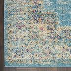 Nourison Passion Light Blue 2'2' X 7'6' Area Rug, Boho, Traditional, Easy Cleaning, Non Shedding, Bed Room, Living Room, Hallway, (8' Runner)