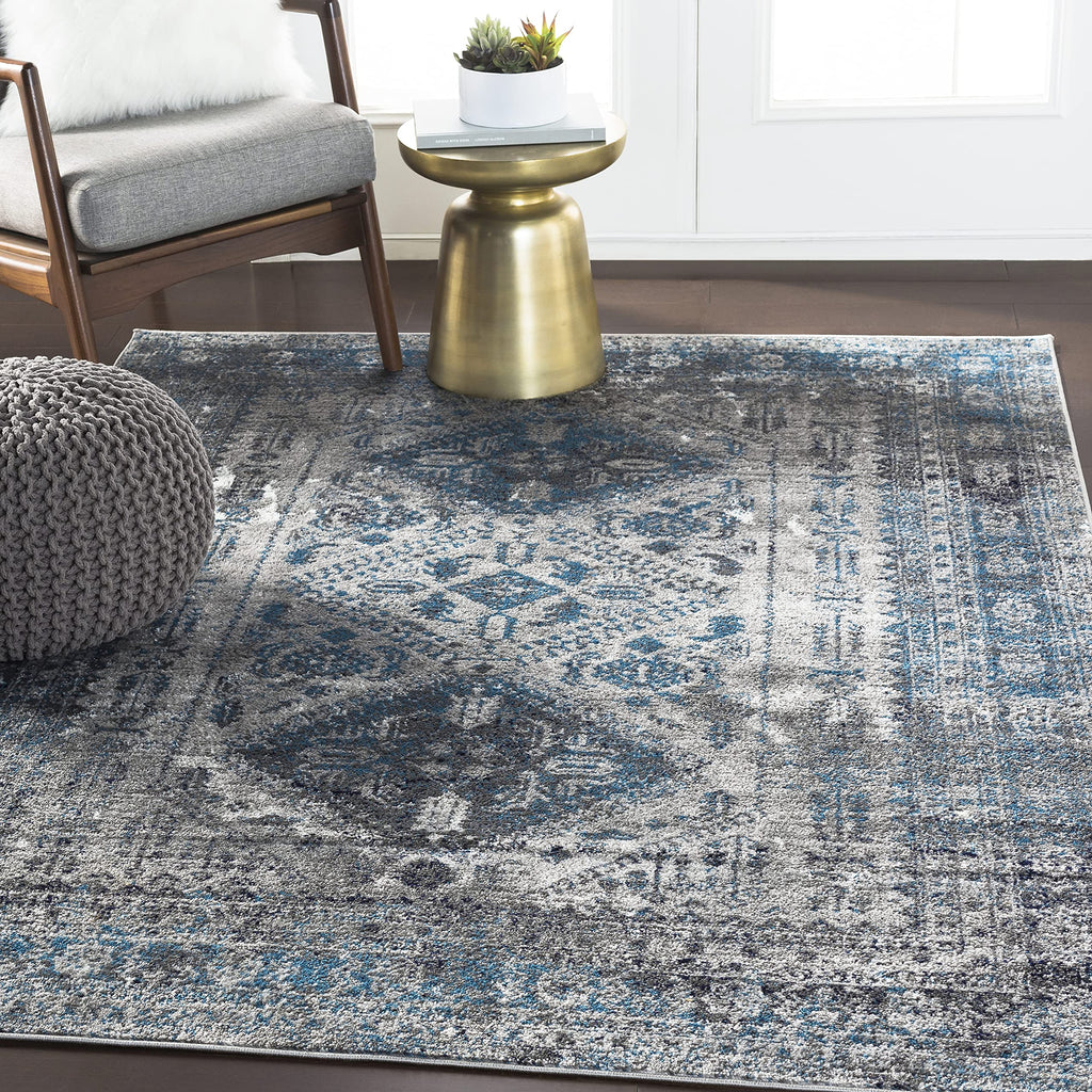 Livabliss Desta Vintage Oriental Area Rug,7'10'' x 10'2'',Blue/Grey