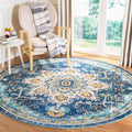 SAFAVIEH Madison Collection Area Rug - 12 Round, Blue & Light Blue, Boho Chic Medallion Distressed Design, Non-Shedding & Easy 