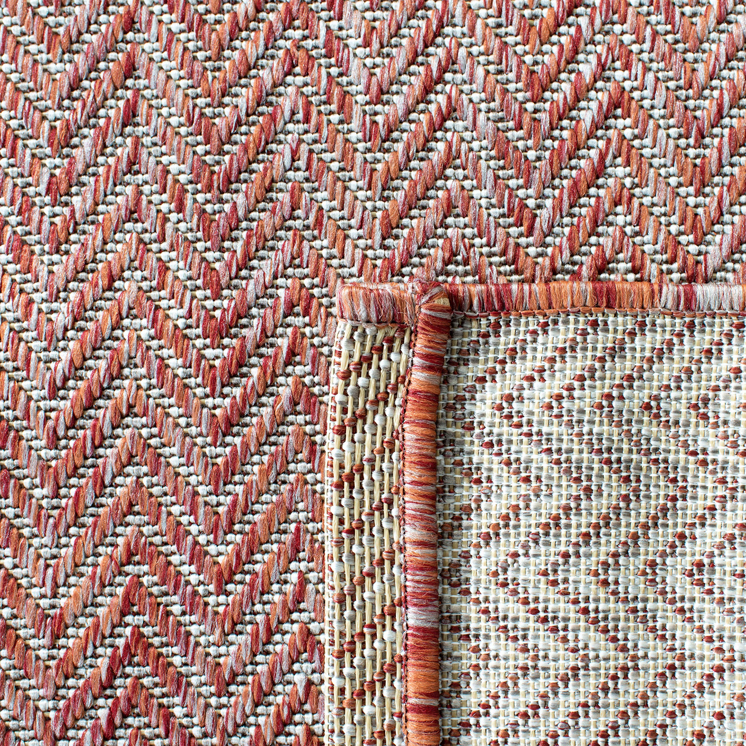 Safavieh Courtyard Collection Area Rug - 8' X 10', Red & Beige, Non-Shedding & Easy Care, Indoor/Outdoor & Washable-Ideal For Pa