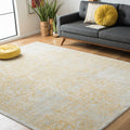 SAFAVIEH Evoke Collection 67 Square Ivory/Gold EVK256B Oriental Distressed Non-Shedding Living Room Bedroom Dining Home Office 