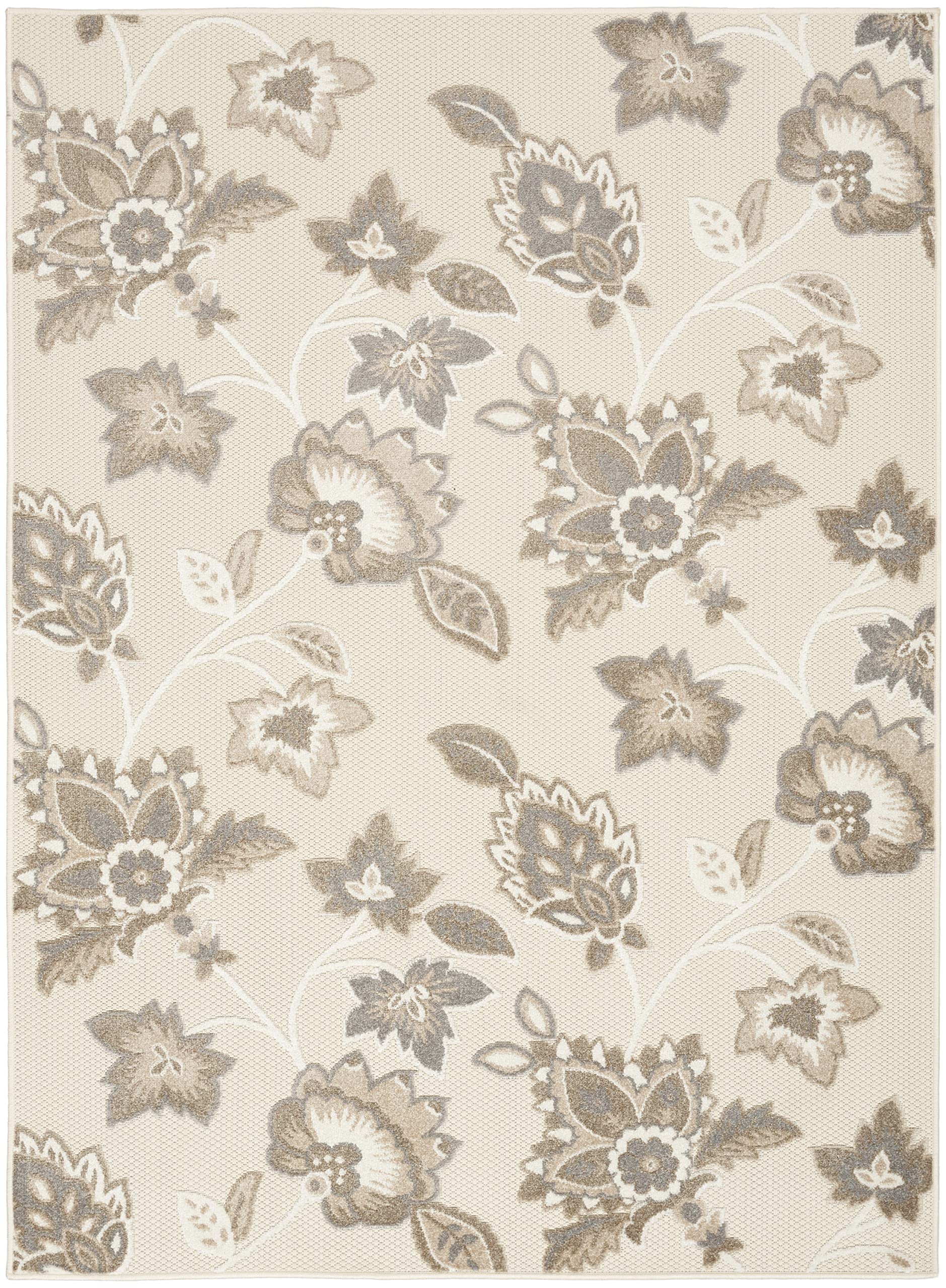 Nourison Aloha Indoor/Outdoor Beige 5'3' X 7'5' Area Rug, Easy Cleaning, Non Shedding, Bed Room, Living Room, Dining Room, Kitchen (5X7)