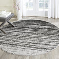 SAFAVIEH Adirondack Collection 10 Round Silver / Black ADR113A Modern Ombre Non-Shedding Dining Room Entryway Foyer Living Room
