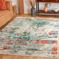 SAFAVIEH Madison Collection Area Rug - 53 x 76, Green & Rust, Modern Abstract Design, Non-Shedding & Easy Care, Ideal for High