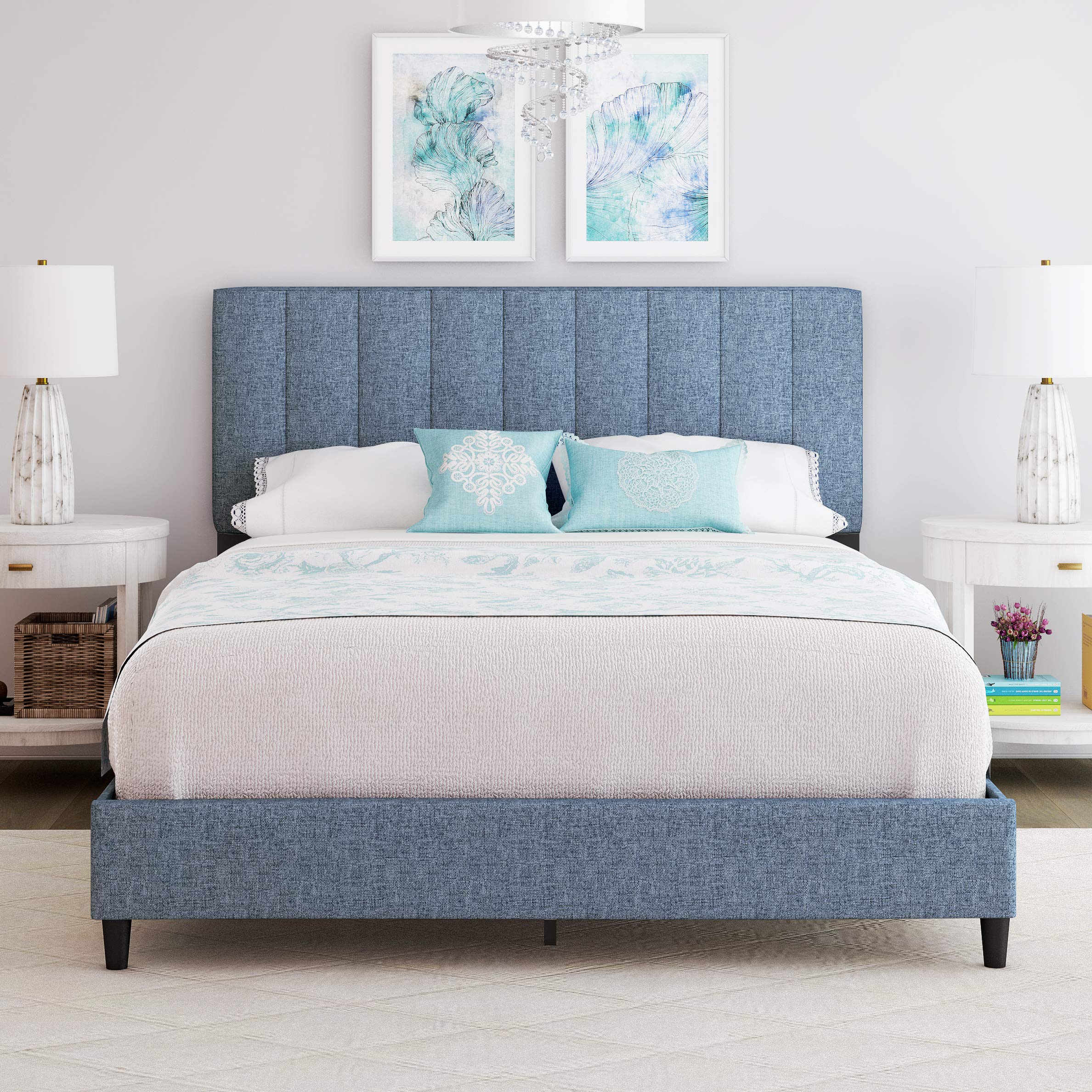Boyd Sleep Leah Upholstered Vertical Tufted Platform Bed Frame - Thumbnail 3