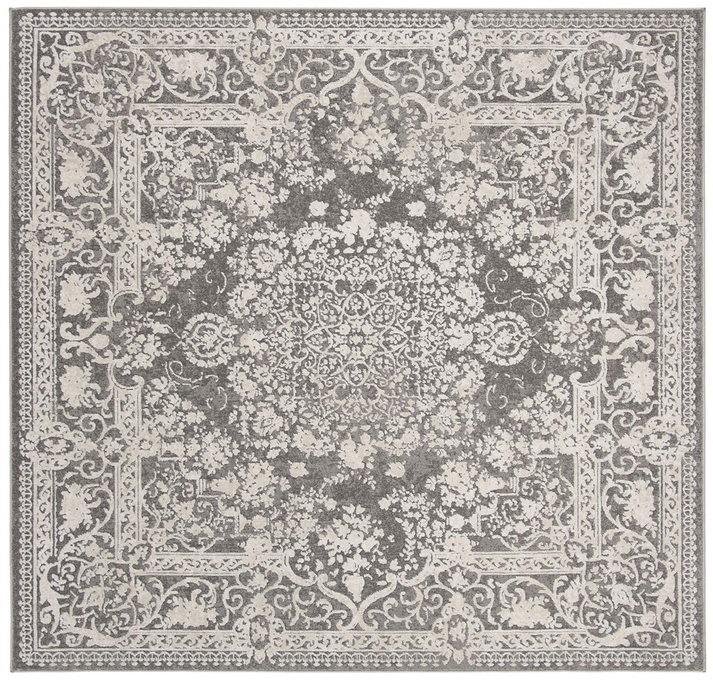 Safavieh Reflection Collection 6'7'' Square Dark Grey / Cream Rft664B Vintage Distressed Area Rug