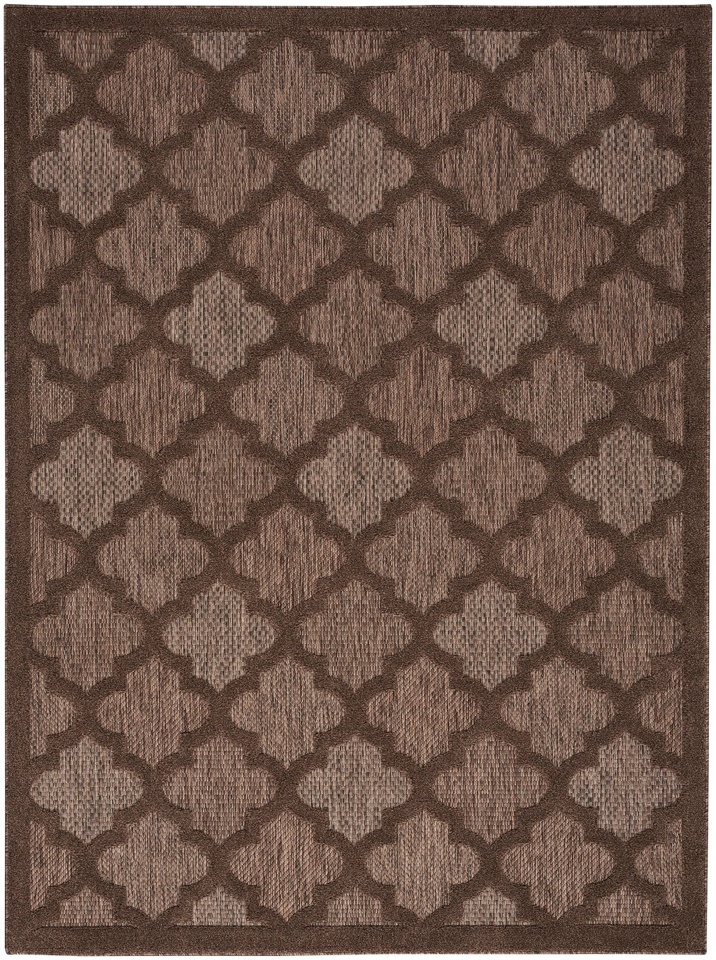 Nourison Easy Care Indoor/Outdoor Brown 6' X 9' Area Rug, Easy Cleaning, Non Shedding, Bed Room, Living Room, Dining Room, Backyard, Deck, Patio (6X9)