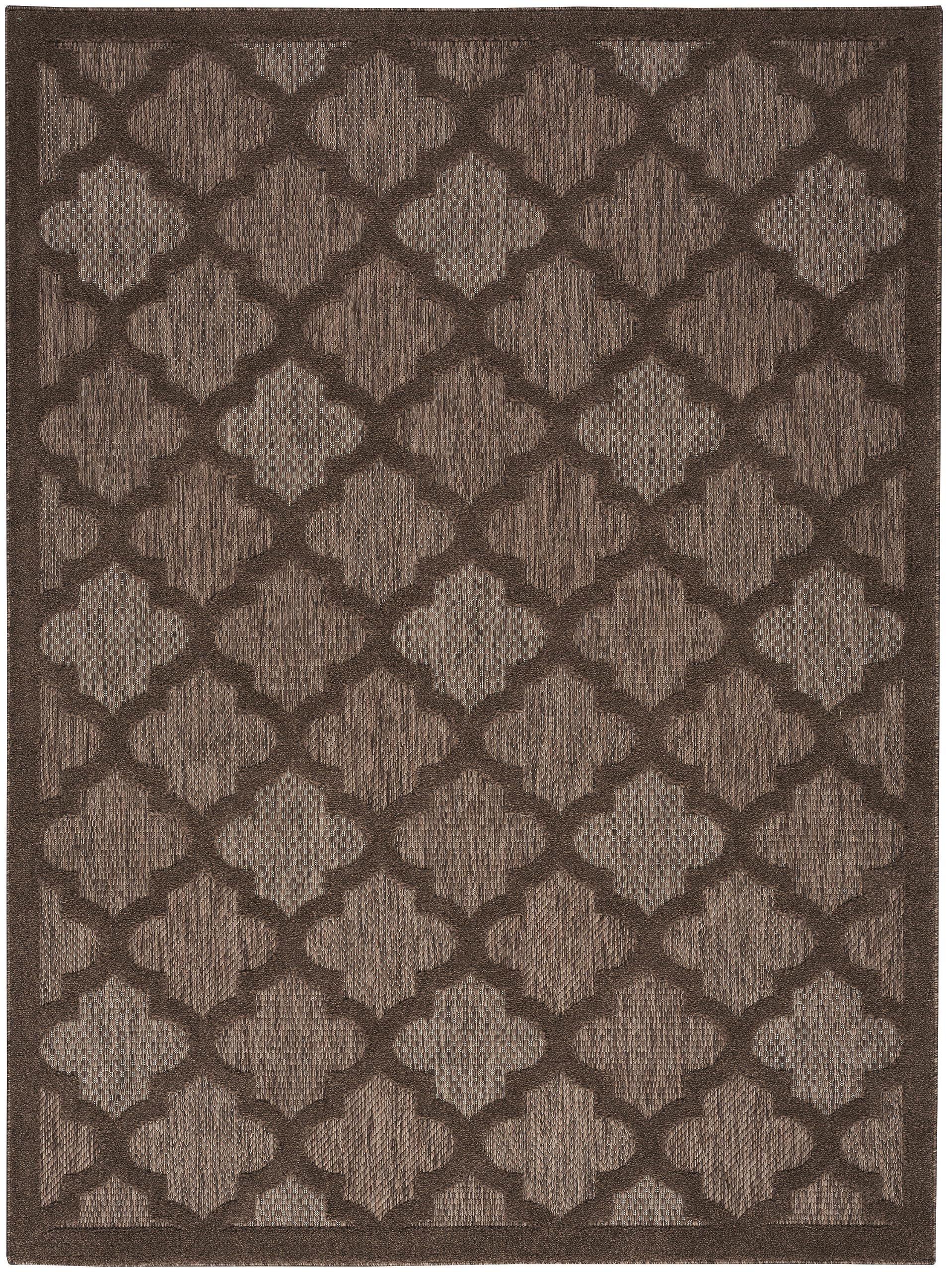 Nourison Easy Care Indoor/Outdoor Brown 6' X 9' Area Rug, Easy Cleaning, Non Shedding, Bed Room, Living Room, Dining Room, Backyard, Deck, Patio (6X9)