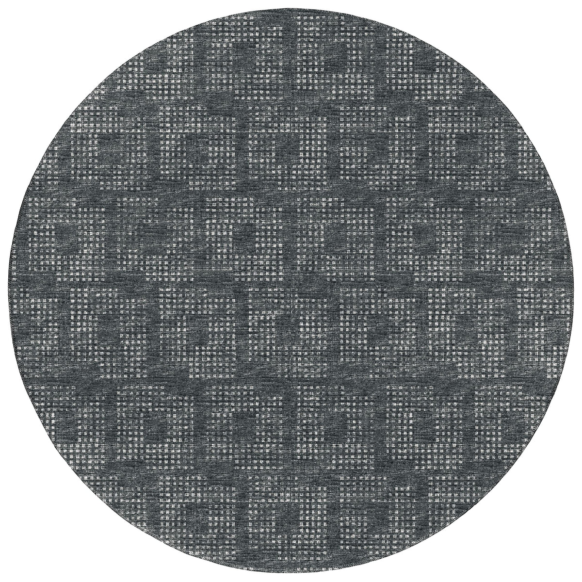 Addison Rugs Eleanor Aer31 Black 8' X 8' Indoor Outdoor Round Rug, Easy Clean, Machine Washable, Non Shedding, Bedroom, Living Room, Dining Room, Kitchen, Patio Rug