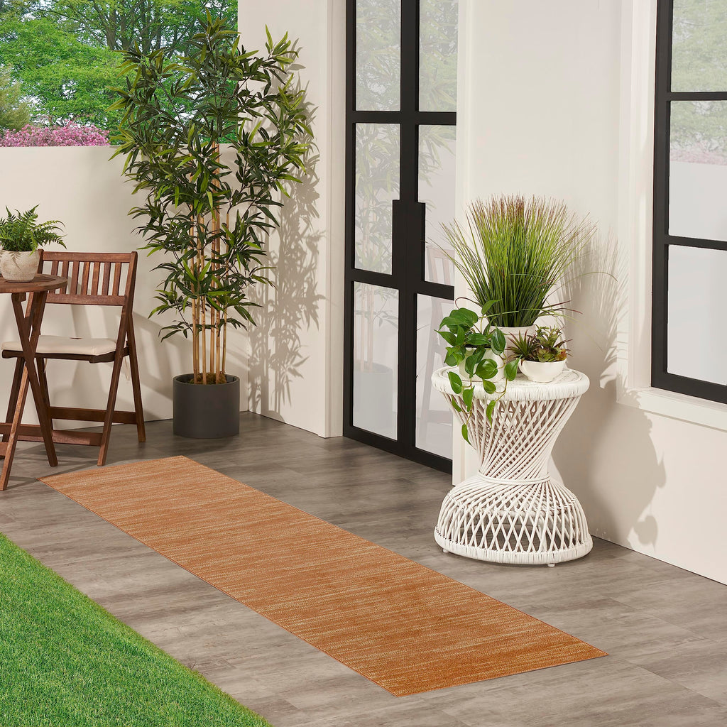 Nourison Essentials Indoor/Outdoor Rust 2'2' X 10' Area Rug, Easy Cleaning, Non Shedding, Bed Room, Living Room, Dining Room, Backyard, Deck, Patio (2X10)