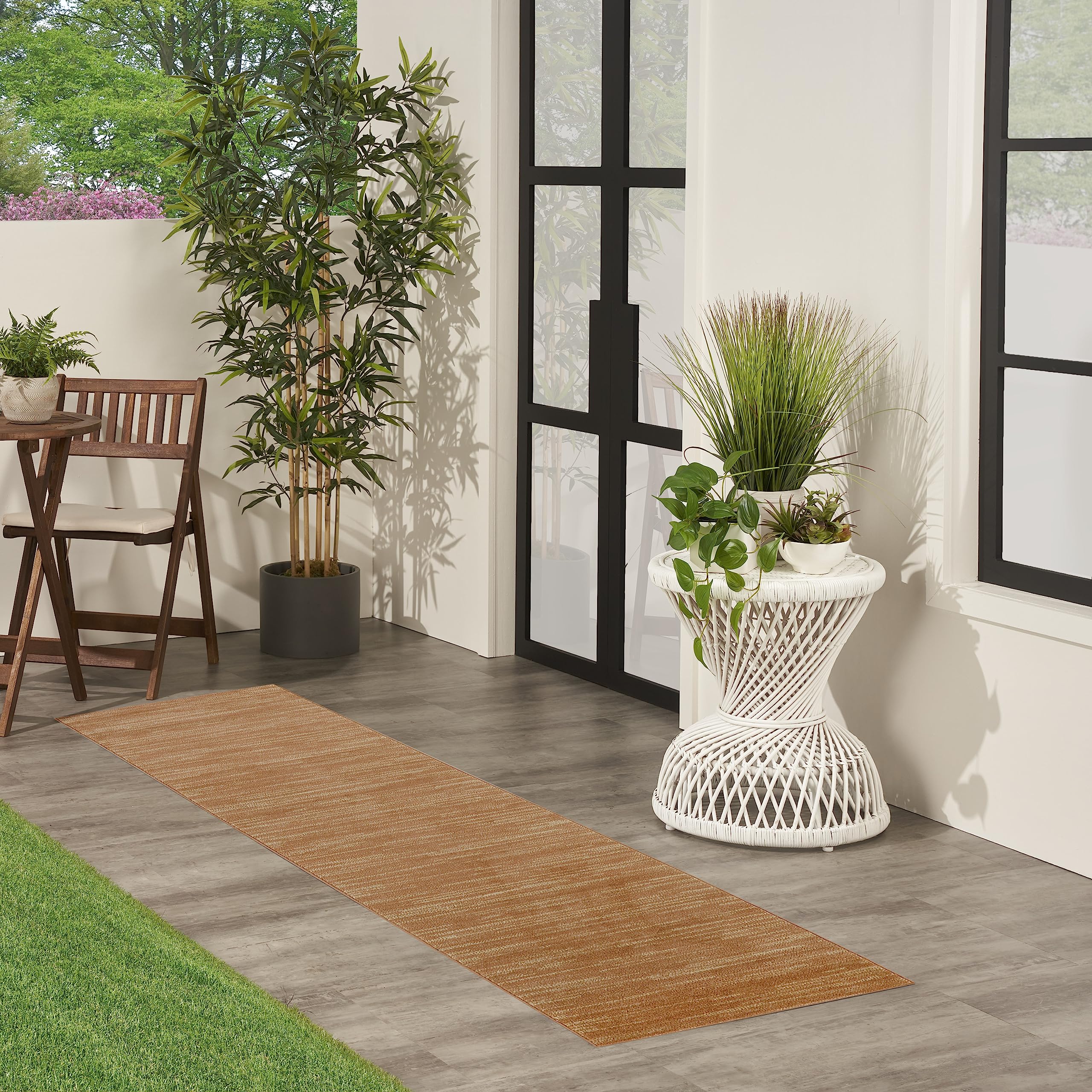 Nourison Essentials Indoor/Outdoor Rust 2'2' X 10' Area Rug, Easy Cleaning, Non Shedding, Bed Room, Living Room, Dining Room, Backyard, Deck, Patio (2X10)