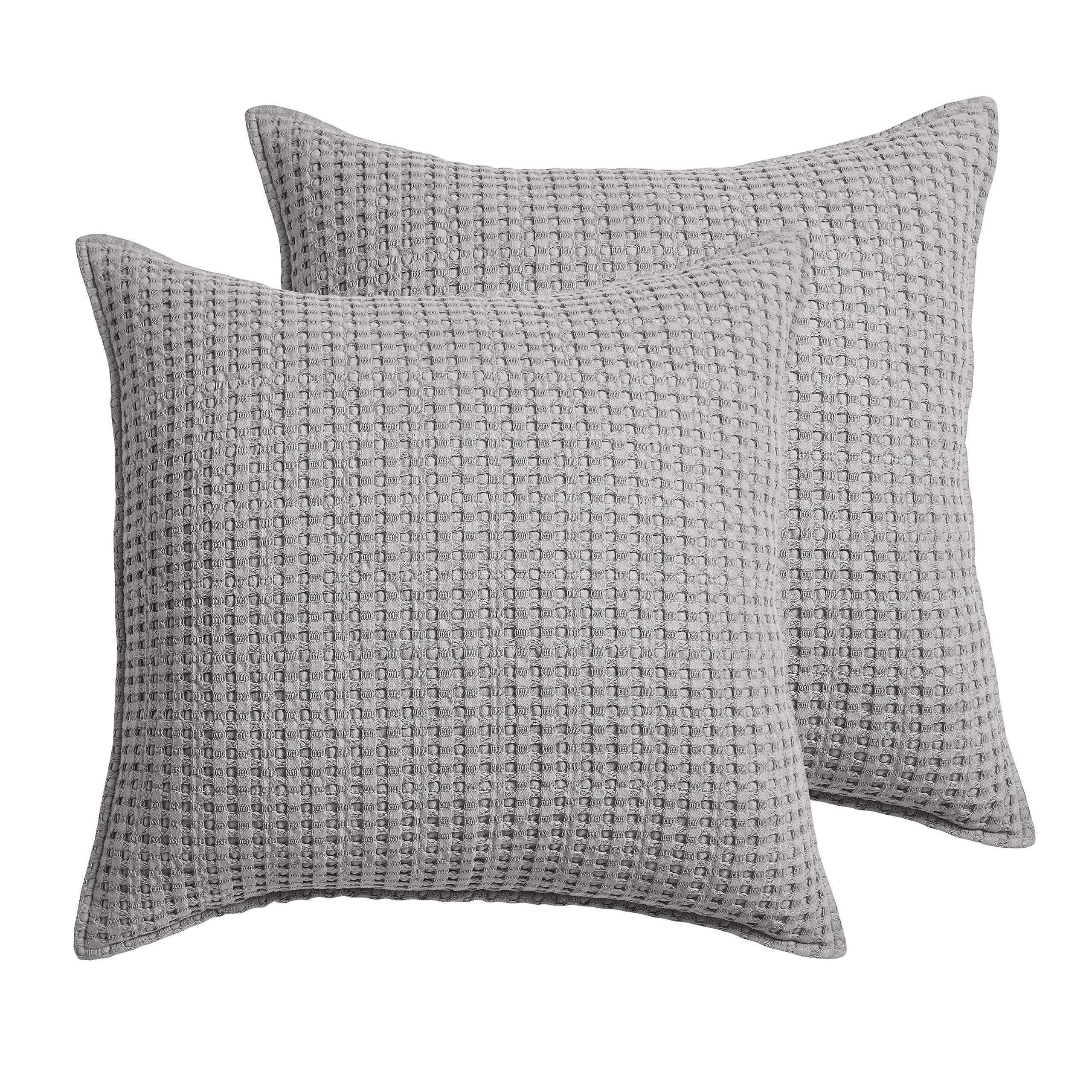 Levtex Home - Mills Waffle - Euro Sham (Set of Two) - Grey - Sham Size (26x26in.), No Insert
