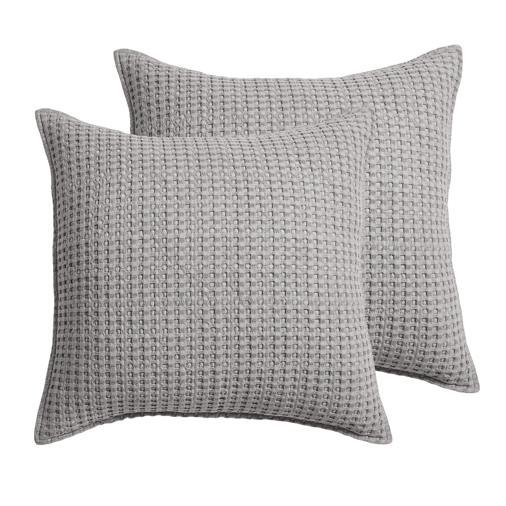 Levtex Home - Mills Waffle - Euro Sham (Set of Two) - Grey - Sham Size (26x26in.), No Insert
