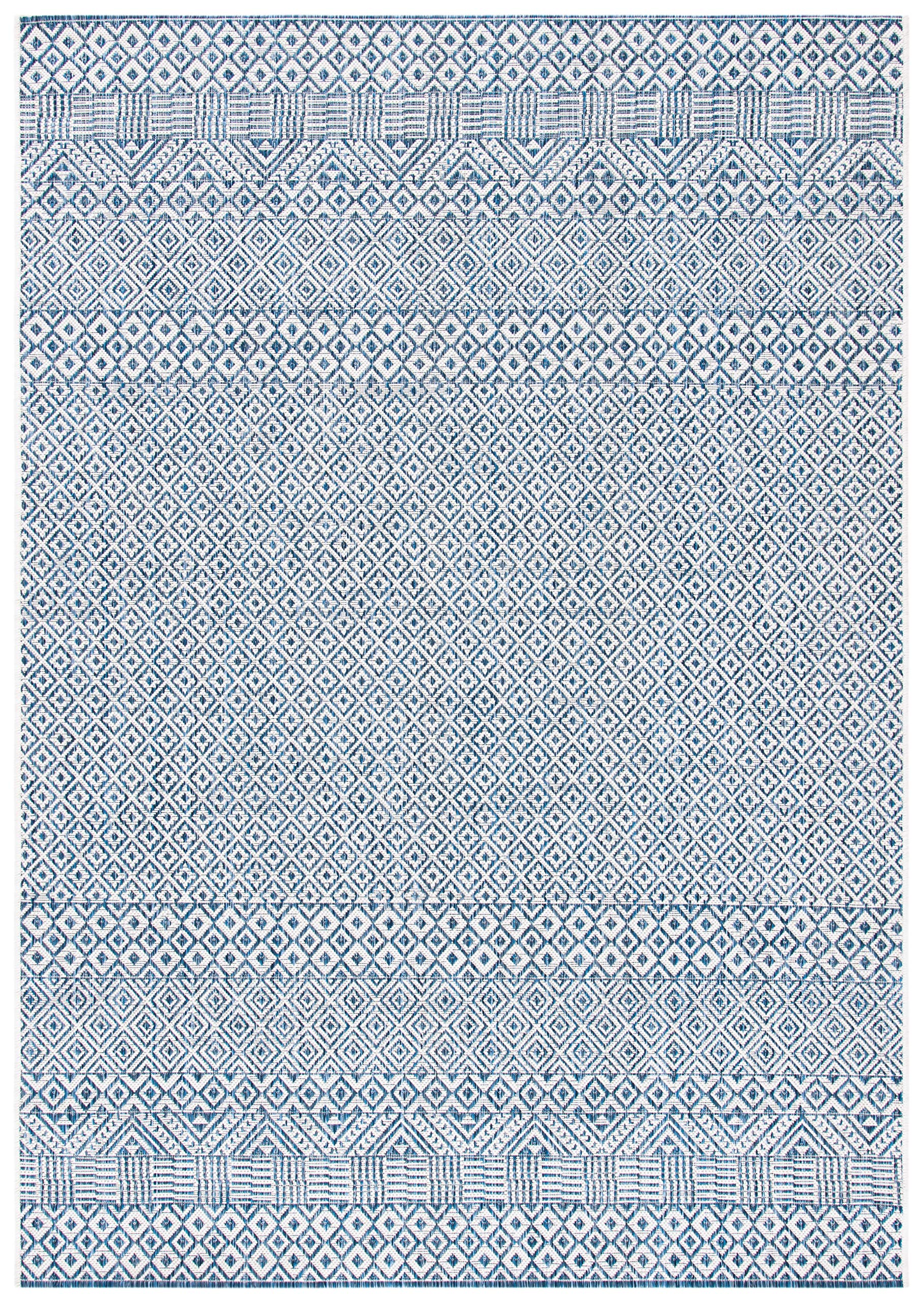 Safavieh Courtyard Collection Area Rug - 9' X 12', Blue & Navy, Non-Shedding & Easy Care, Indoor/Outdoor & Washable-Ideal For Patio, Backyard, Mudroom (Cy8235-53412)