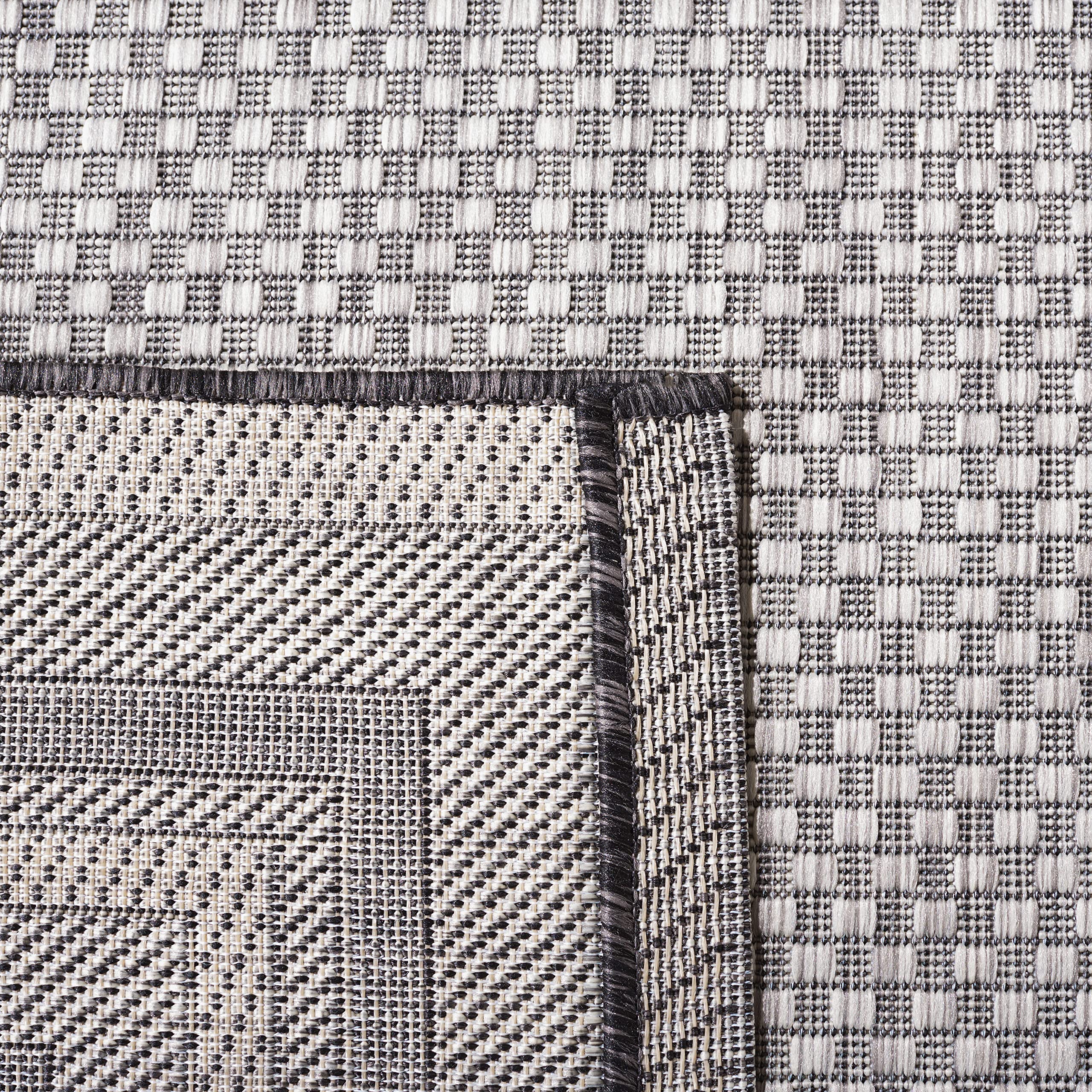 Safavieh Courtyard Collection Runner Rug - 2'3' X 12', Light Grey & Black, Non-Shedding & Easy Care, Indoor/Outdoor & Washable-Ideal For Patio, Backyard, Mudroom (Cy8475-37612)