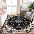 MUJOO Black Rug 6x9,Washable Area Rugs for Living Room Bedroom Dining Room, Large Boho Vintage Farmhouse Distressed Non Slip C