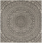 Safavieh Courtyard Collection 9' Square Light Grey/Black Cy8734 Indoor/ Outdoor Waterproof Easy Cleaning Patio Backyard Mudroom Area Rug