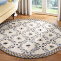 SAFAVIEH Chelsea Collection 56 Round Ivory/Blue HK55G Hand-Hooked French Country Wool Area Rug