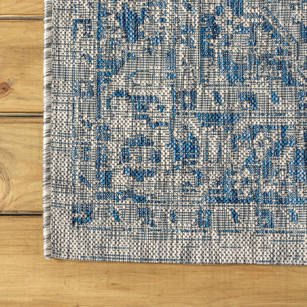 Jonathan Y Smb102B-3 Rozetta Boho Medallion Textured Weave Indoor Outdoor -Area Rug Coastal Bohemian Rustic Glam Easy-Cleaning Bedroom Kitchen Backyard Patio Non Shedding, 3 X 5, Gray/Navy