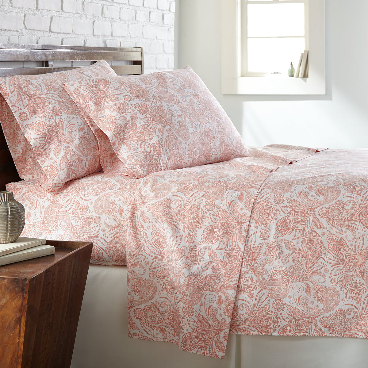 Southshore Fine Living Perfect Paisley Collection, 4-Piece, 14-In Deeppocket,Easycare,Shrinkage Free Sheetset With 1Flat Sheet,1