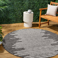 Jonathan Y Smb124E-3R Zolak Berber Stripe Geometric Black/Ivory 3' Round Indoor/Outdoor Area Rug, Pet Friendly, Non-Shedding, St
