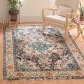SAFAVIEH Monaco Collection Area Rug - 51 x 77, Grey & Light Blue, Boho Chic Medallion Distressed Design, Non-Shedding & Easy C