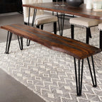 Coaster Home Furnishings Neve Live-Edge Dining Bench with Hairpin Legs Sheesham Grey and Gunmetal