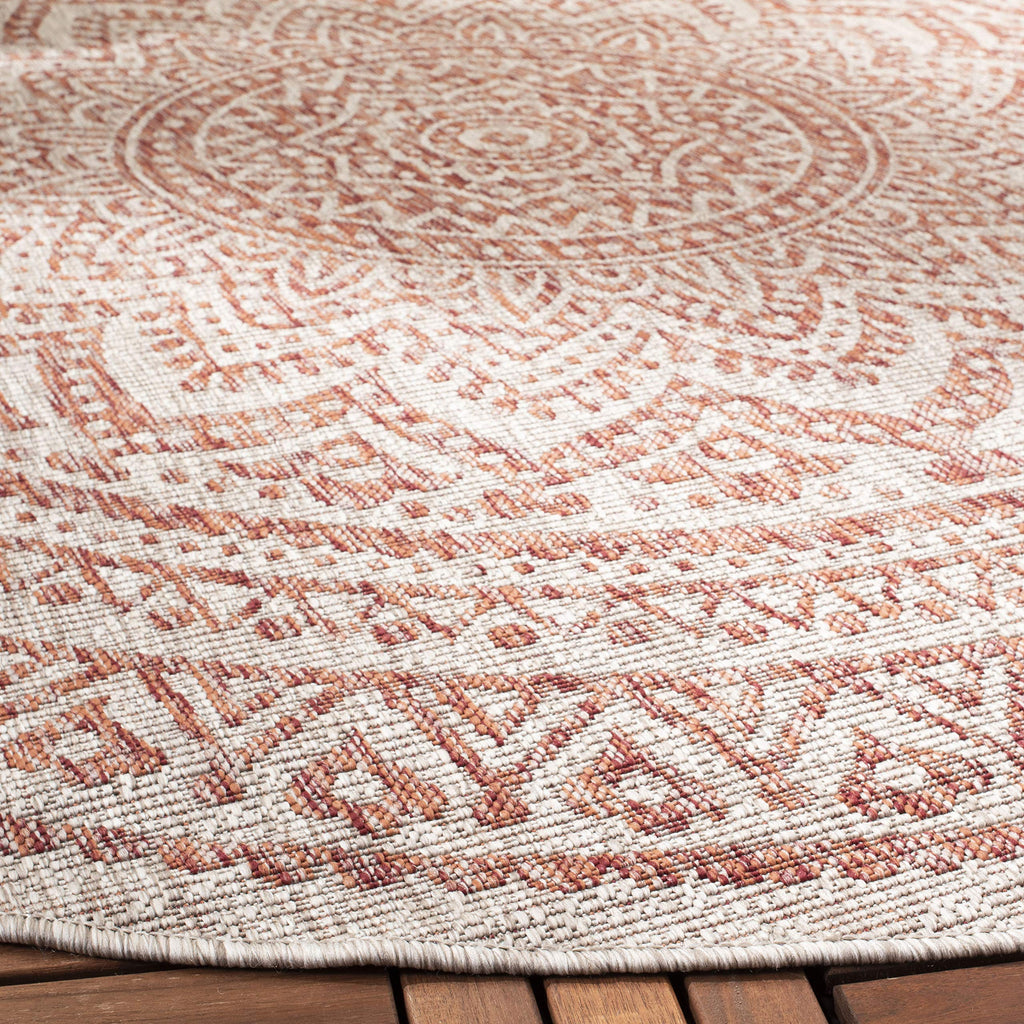 Safavieh Courtyard Collection 5'3' Round Light Beige/Terracotta Cy8734 Indoor/ Outdoor Waterproof Easy Cleaning Patio Backyard Mudroom Area Rug