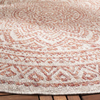 Safavieh Courtyard Collection 6'7' Round Light Beige/Terracotta Cy8734 Indoor/ Outdoor Waterproof Easy Cleaning Patio Backyard Mudroom Area Rug