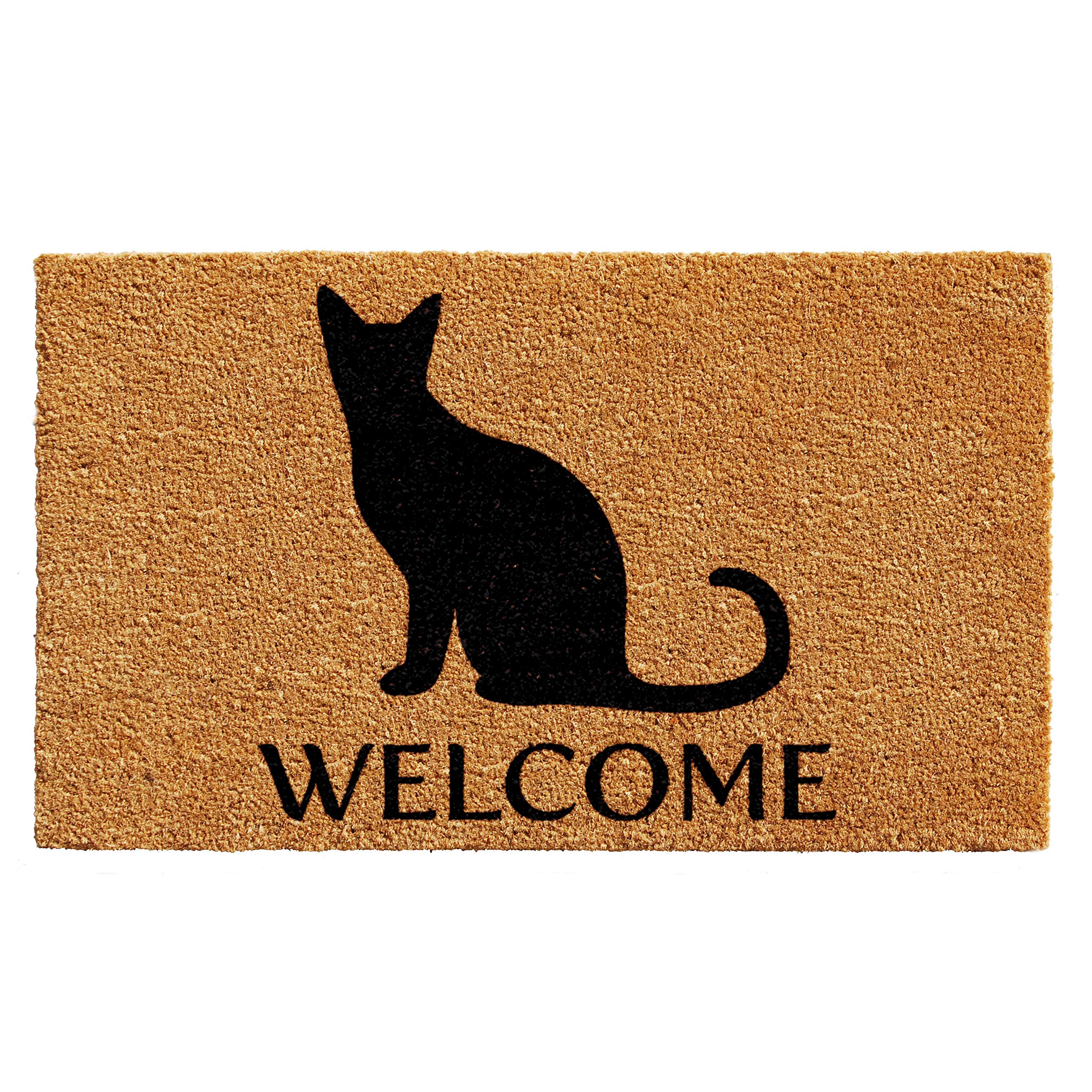 Calloway Mills Az103071729 Black Cat Welcome Doormat, 17' X 29', Natural/Black