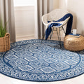 SAFAVIEH Tulum Collection 9 Round Navy/Ivory TUL264N Moroccan Boho Distressed Non-Shedding Dining Room Entryway Foyer Living Ro