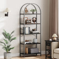 IDEALHOUSE Bookshelf 5 Tier Bookcase Arched Display Racks Tall Standing Bookshelves Metal Frame Open Storage Rack Shelf Large Bl