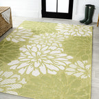 Jonathan Y Smb110H-9 Zinnia Modern Floral Textured Weave Indoor Outdoor Area Rug, Country Coastal Transitional Easy Cleaning,Bed