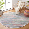 SAFAVIEH Rag Rug Collection 6 Round Grey/Multi RAR121M Handmade Boho Stripe Cotton Area Rug