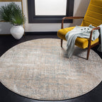 SAFAVIEH Adirondack Collection 4' Round Beige / Slate ADR207B Modern Abstract Non-Shedding Dining Room Entryway Foyer Living Roo