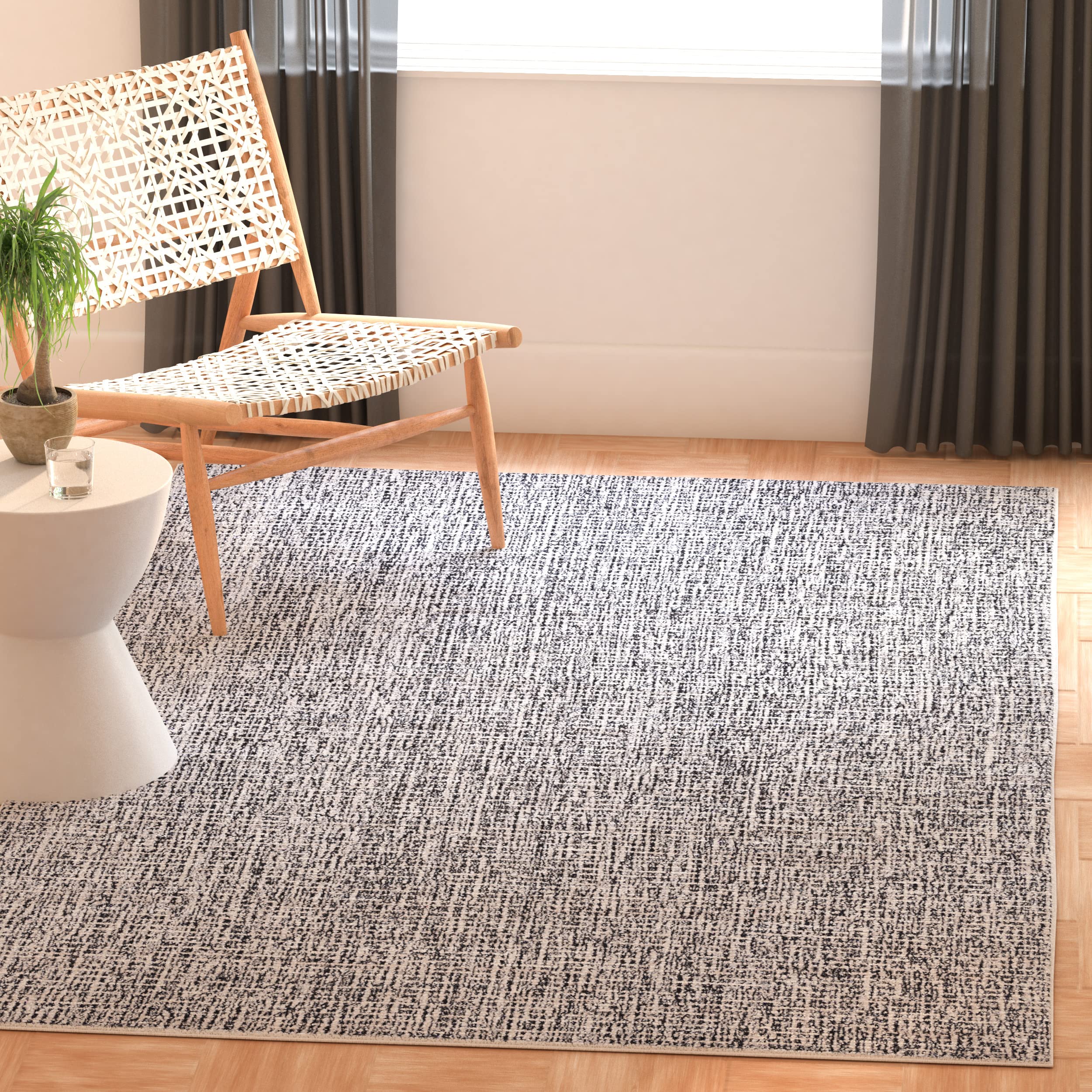SAFAVIEH Abstract Collection Accent Rug - 3' x 5', Black & Ivory, Handmade Wool, Ideal for High Traffic Areas in Entryway, Livin