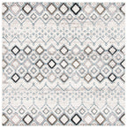 Safavieh Amsterdam Collection 6'7'' Square Ivory/Grey Ams108A Moroccan Boho Non-Shedding Living Room Bedroom Area Rug