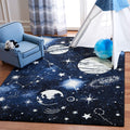 SAFAVIEH Carousel Kids Collection Area Rug - 67 x 9, Dark Blue & Light Blue, Non-Shedding & Easy Care, Ideal for High Traffic 