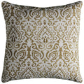 Rizzy Home | T10486 | 22"x22" Yellow/Brown/Neutral Damask Decorative Pillow | Poly Fill