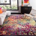 SAFAVIEH Madison Collection Area Rug - 8' x 10', Fuchsia & Gold, Boho Abstract Distressed Design, Non-Shedding & Easy Care, Idea